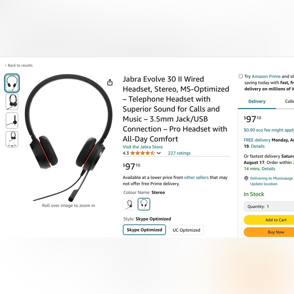 JABRA EVOLVE 30 II STEREO MS Headset - Brand new in bag with tag.